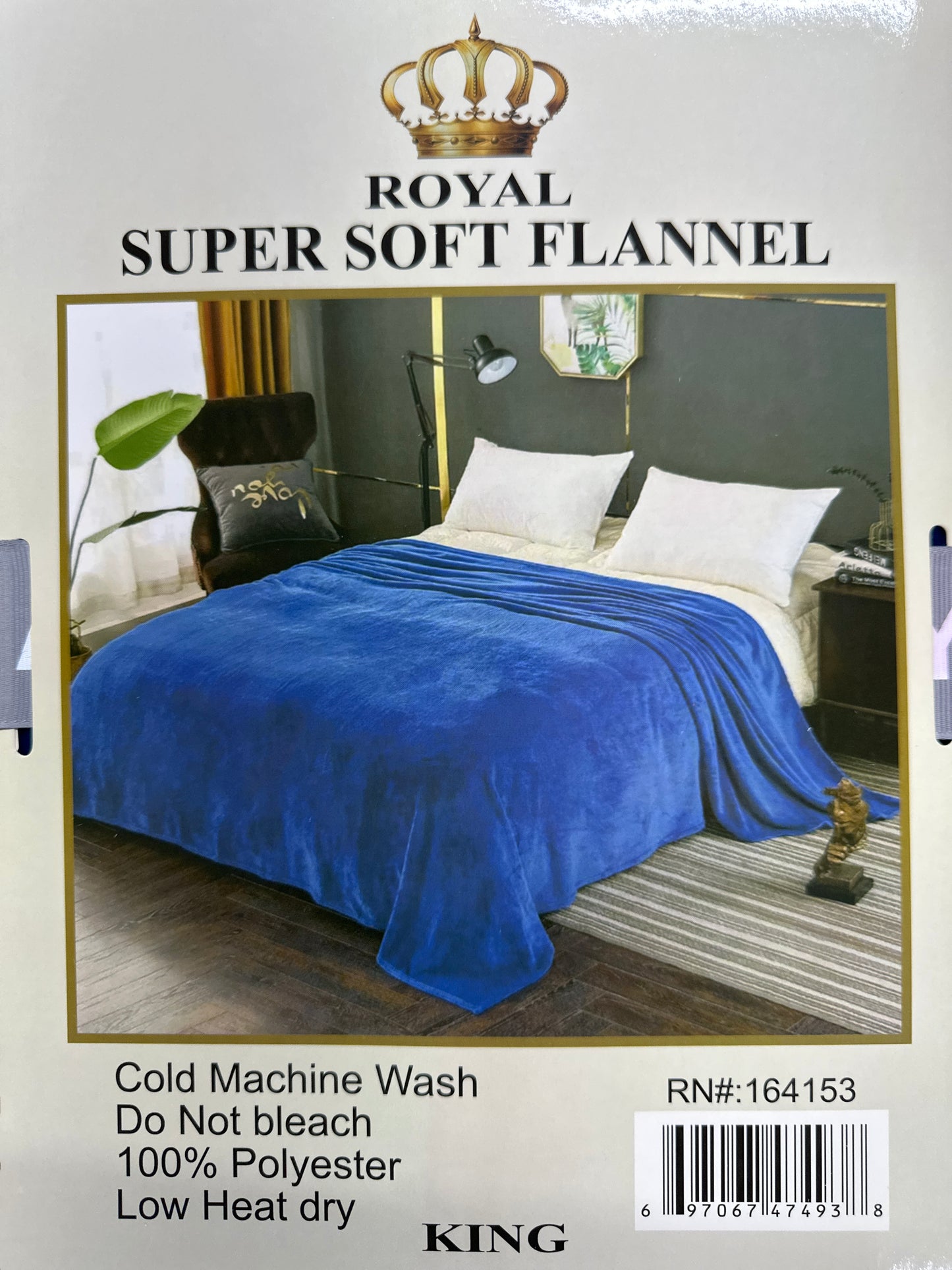 Royal Flannel Blanket - Solid Blue