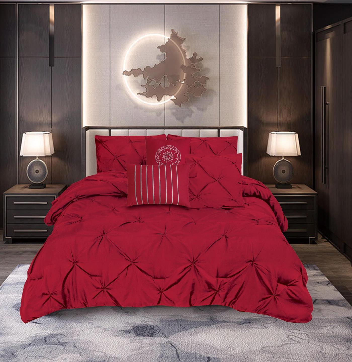 6PCS Royal Luxury Pintuck Comforter Set