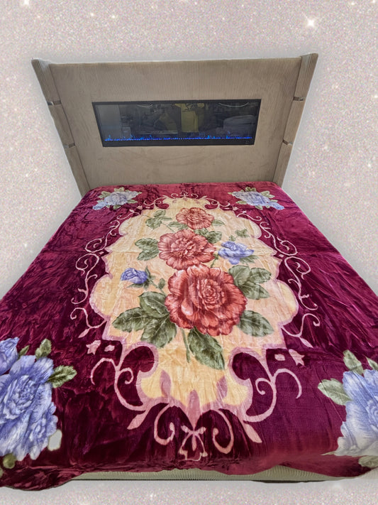 BM106 Solaron Blanket Korean Mink - Three Roses Maroon