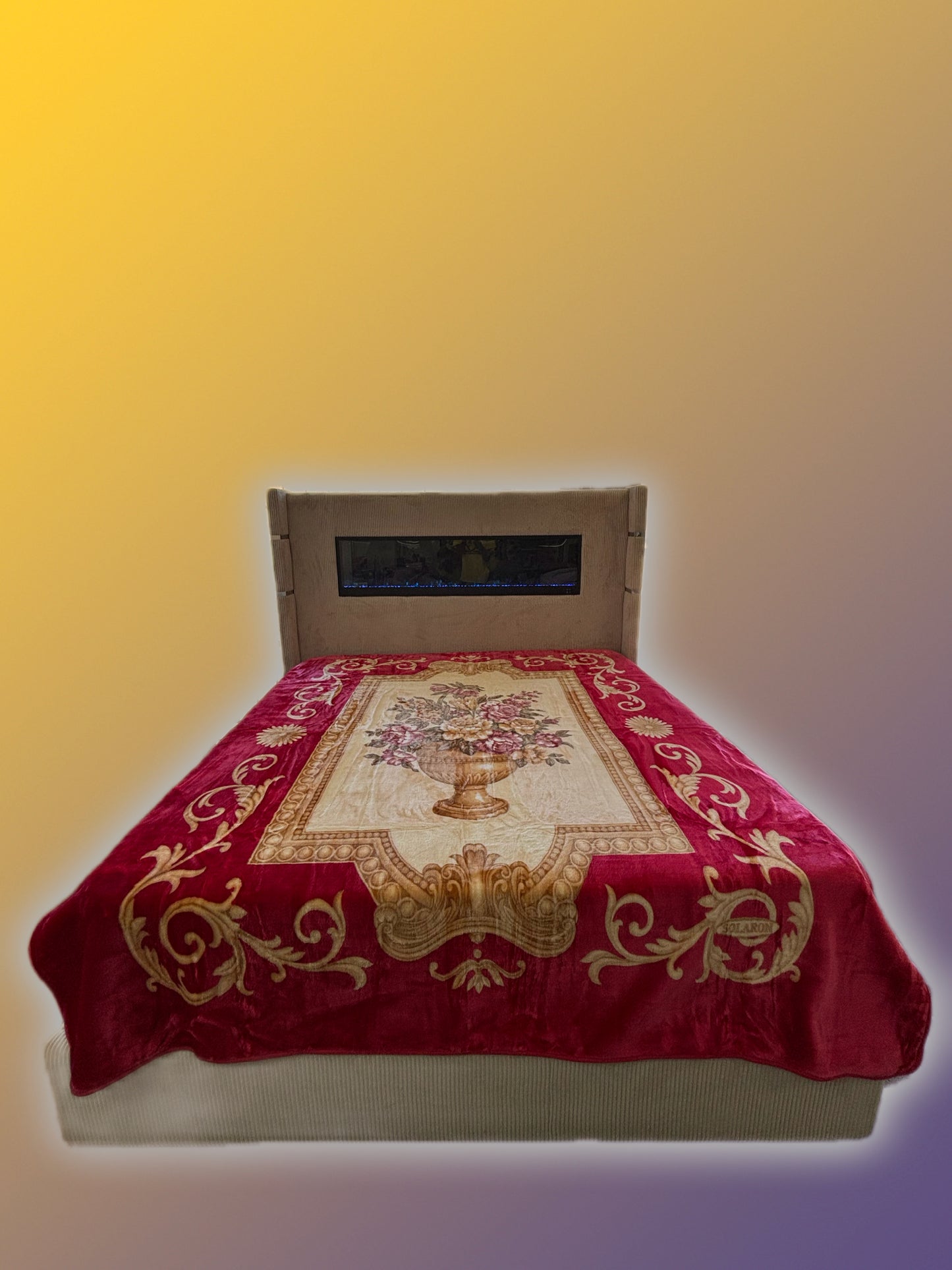 BM108 Solaron Blanket Korean Mink - Flower Bouquet Red