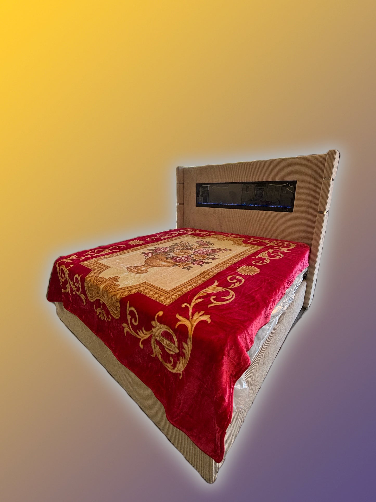 BM108 Solaron Blanket Korean Mink - Flower Bouquet Red