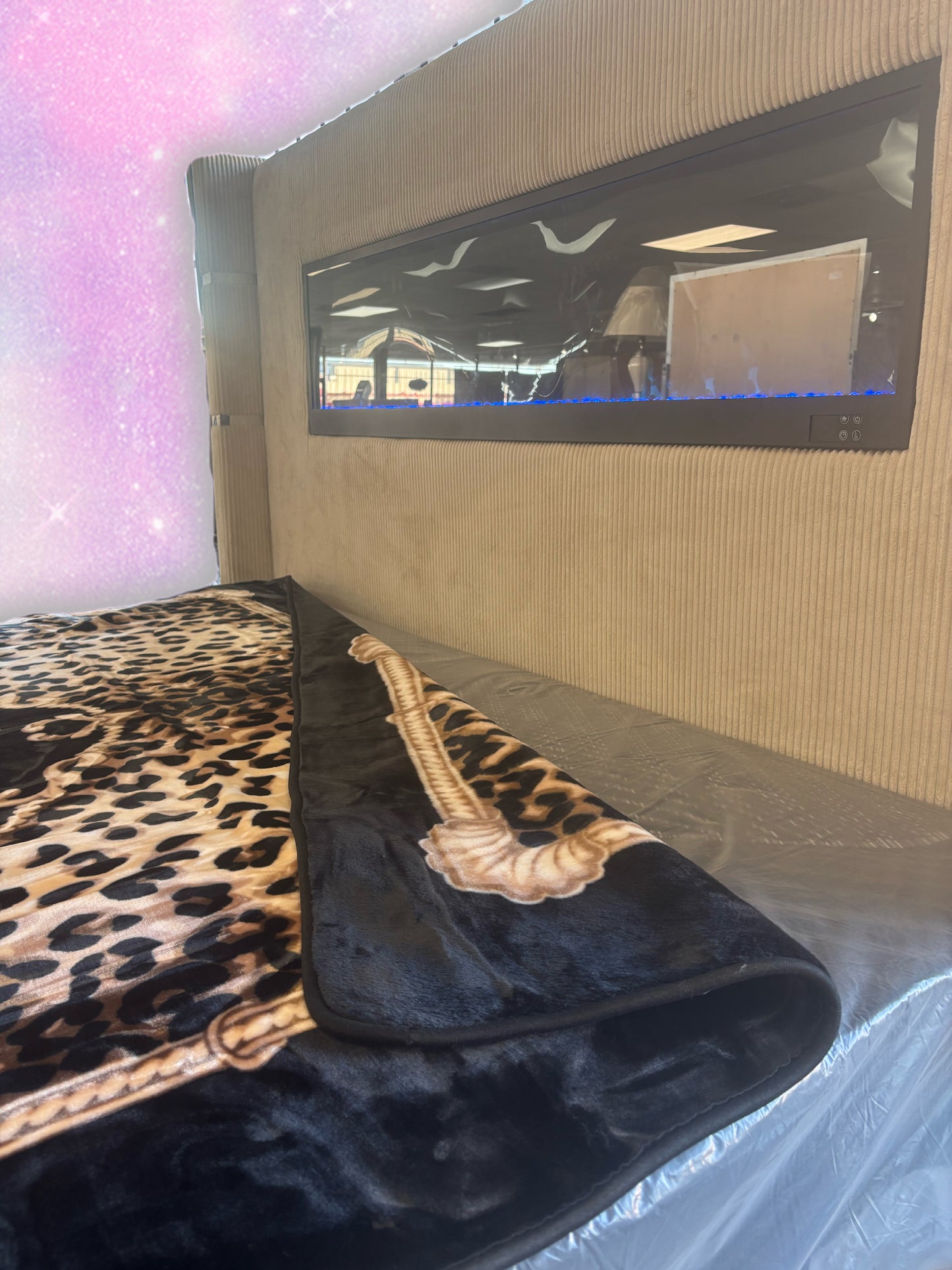 BM109 Solaron Blanket Korean Mink - Floral Bouquet Leopard Print Black