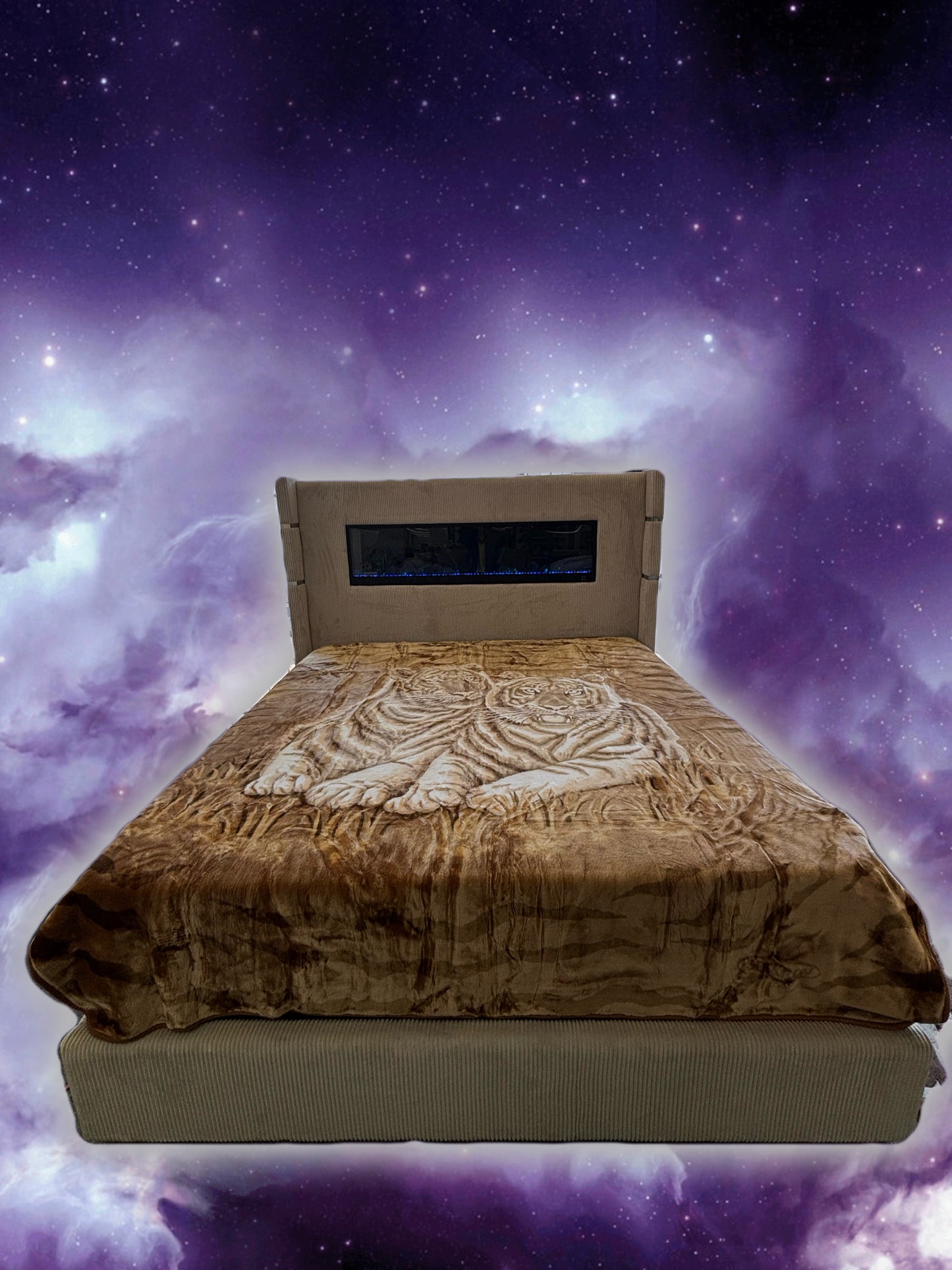 BM122 Solaron Blanket Korean Mink - Twin White Tigers Brown