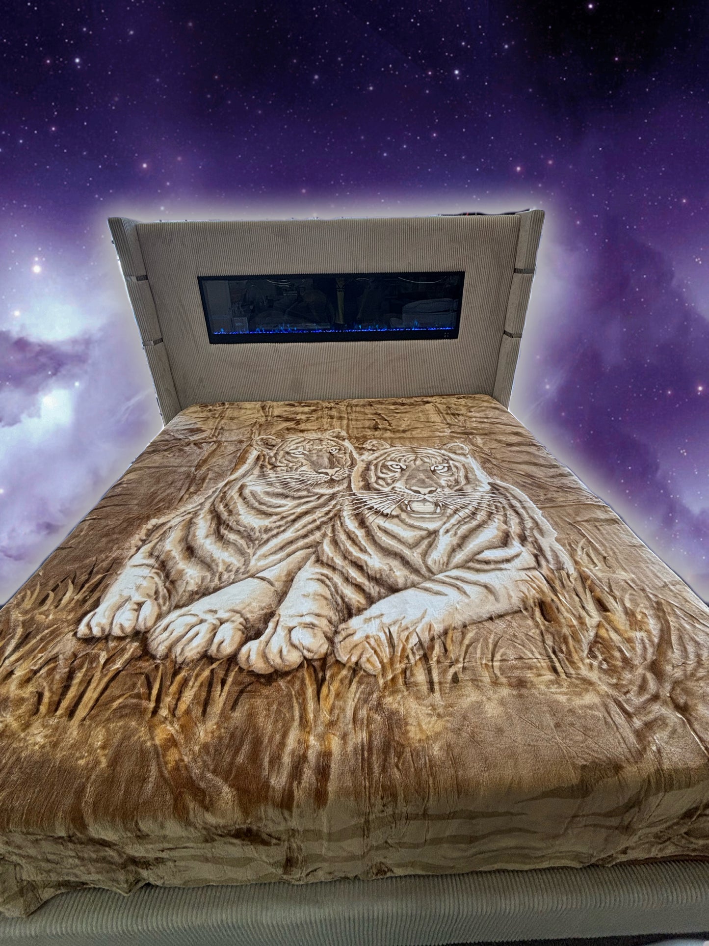 BM122 Solaron Blanket Korean Mink - Twin White Tigers Brown