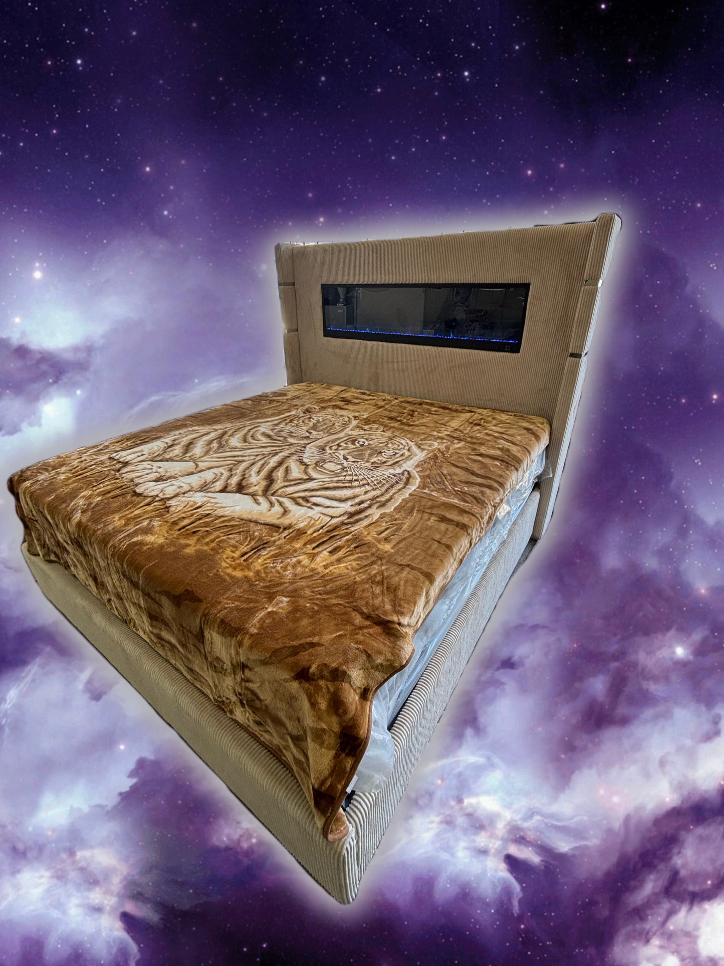 BM122 Solaron Blanket Korean Mink - Twin White Tigers Brown