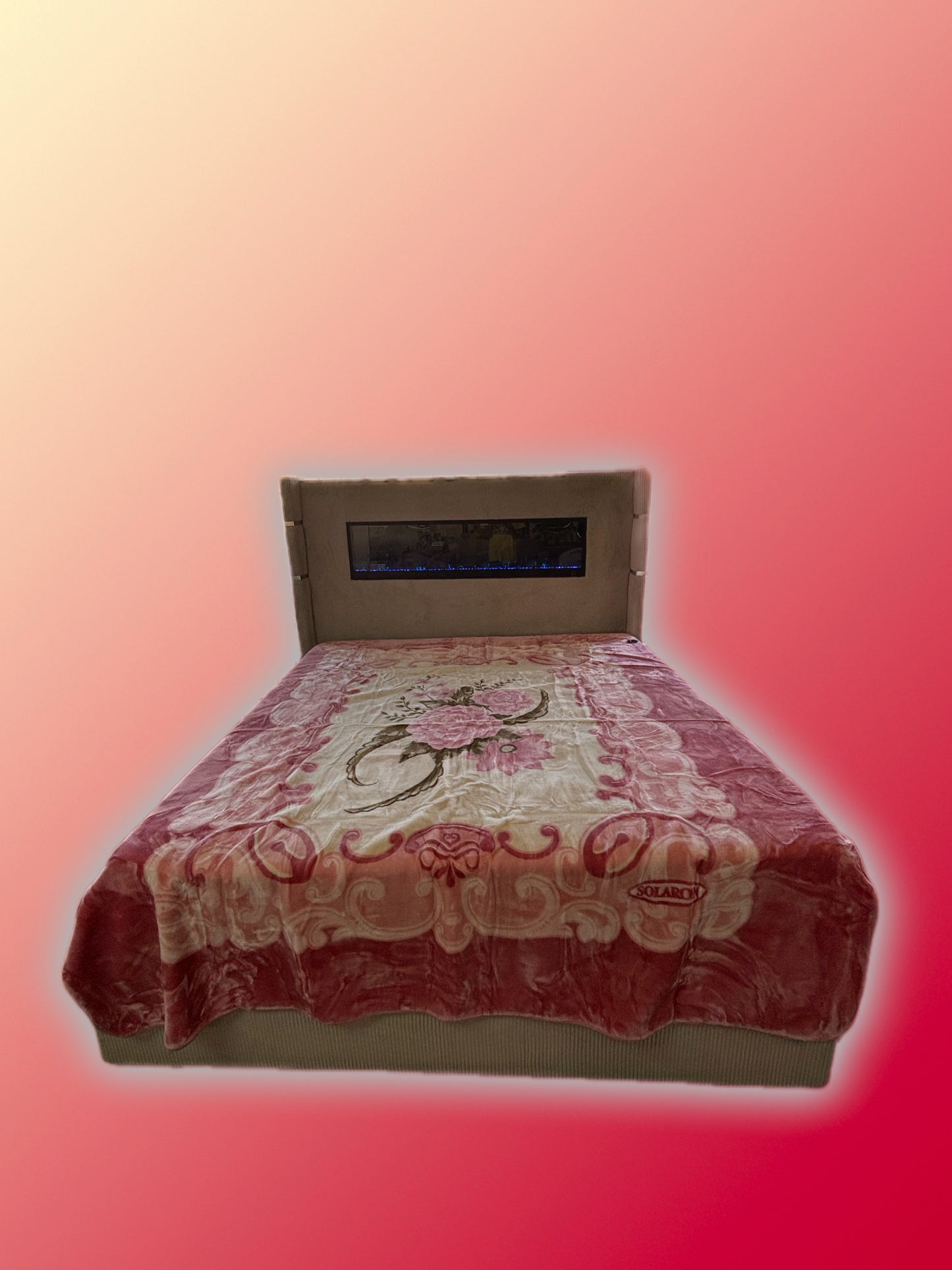 BM127 Solaron Blanket Korean Mink - Three Flowers Pink
