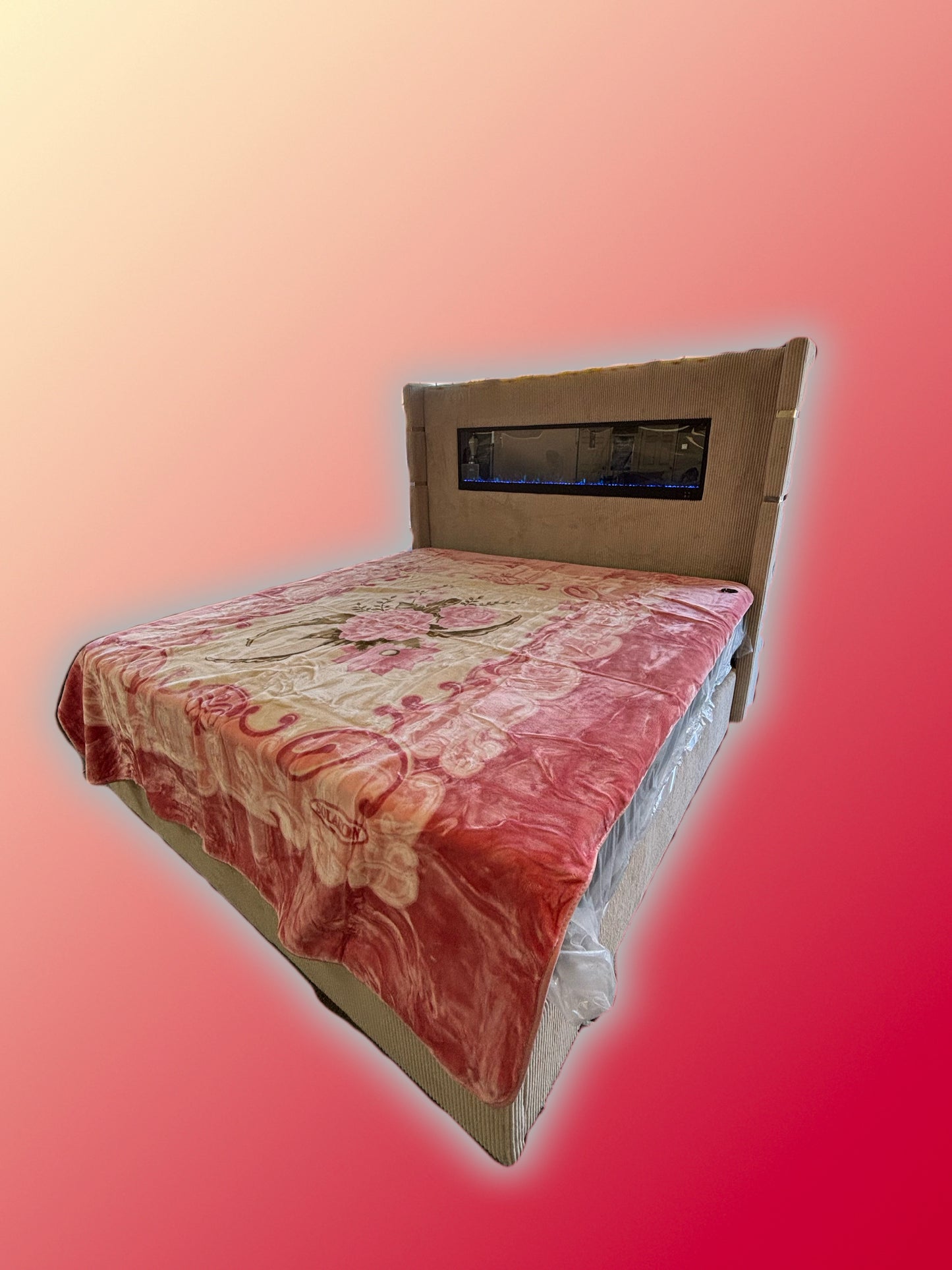 BM127 Solaron Blanket Korean Mink - Three Flowers Pink