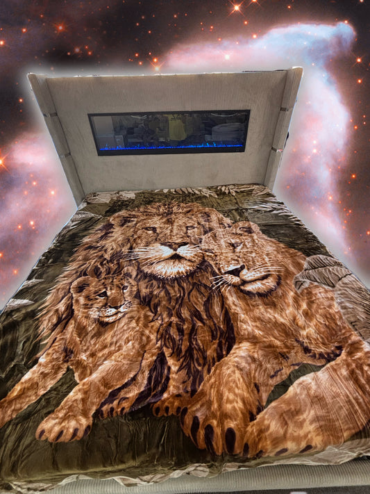 BM226 Solaron Blanket Korean Mink - Lion, Lioness & Cub Brown