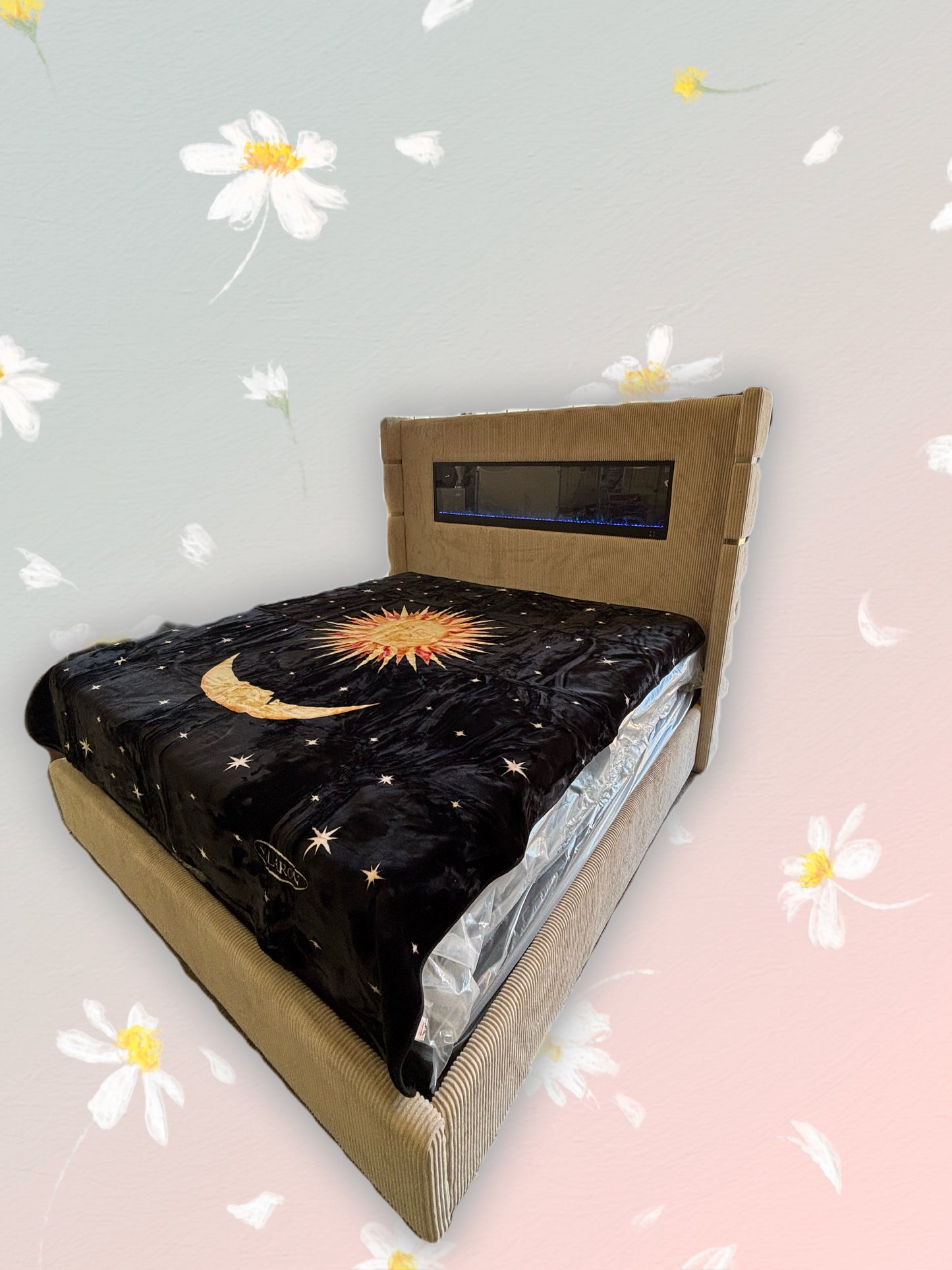 BM273 Solaron Blanket Korean Mink - Sun & Moon Black