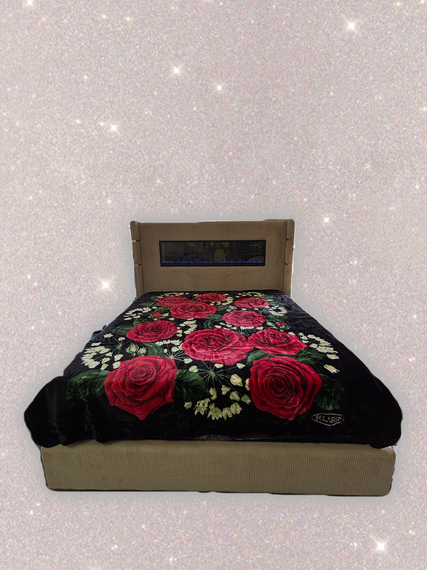 BM276 Solaron Blanket Korean Mink - Red Roses Black