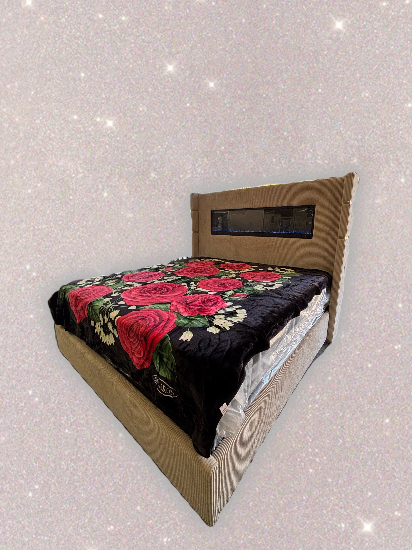 BM276 Solaron Blanket Korean Mink - Red Roses Black