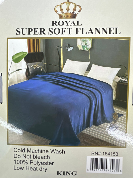 Royal Flannel Blanket - Solid Navy