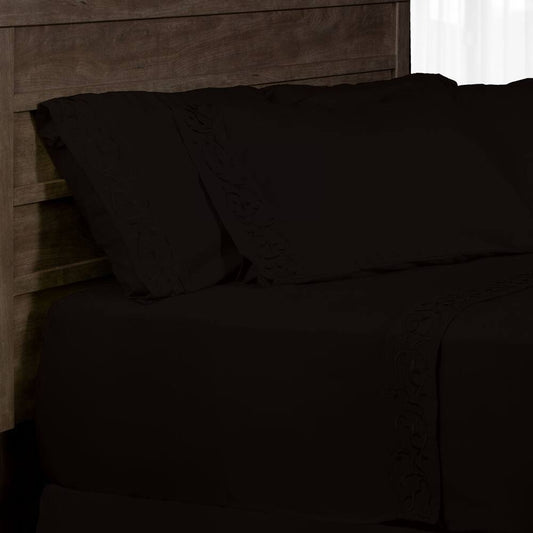 Royal Majestic Bed Sheets 6 Pieces Sheet Set - Black Color