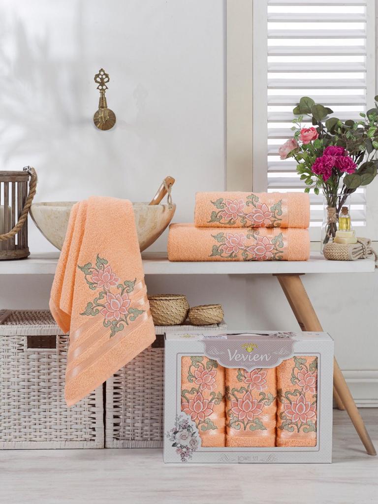 Floral Luxurious 3 Piece Bath & Hand Towel Set