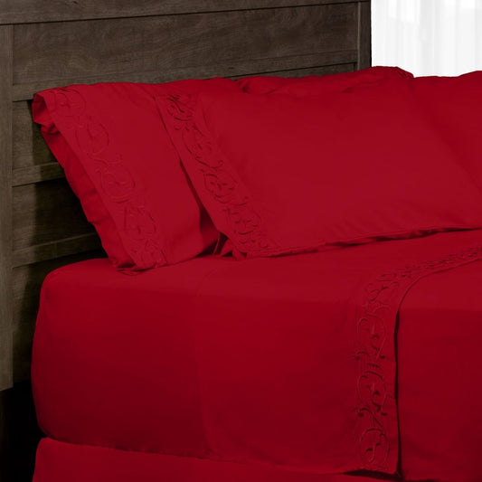 Royal Majestic Bed Sheets 6 Pieces Sheet Set - Red Color