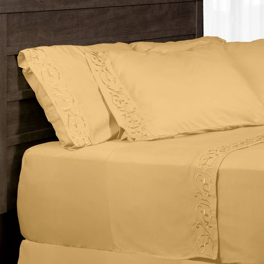 Royal Majestic Bed Sheets 6 Pieces Sheet Set - Beige Color