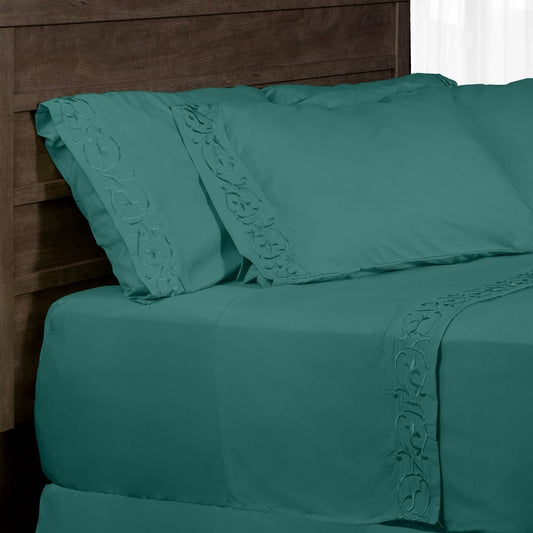 Royal Majestic Bed Sheets 6 Pieces Sheet Set - Turquoise (Lake Green)