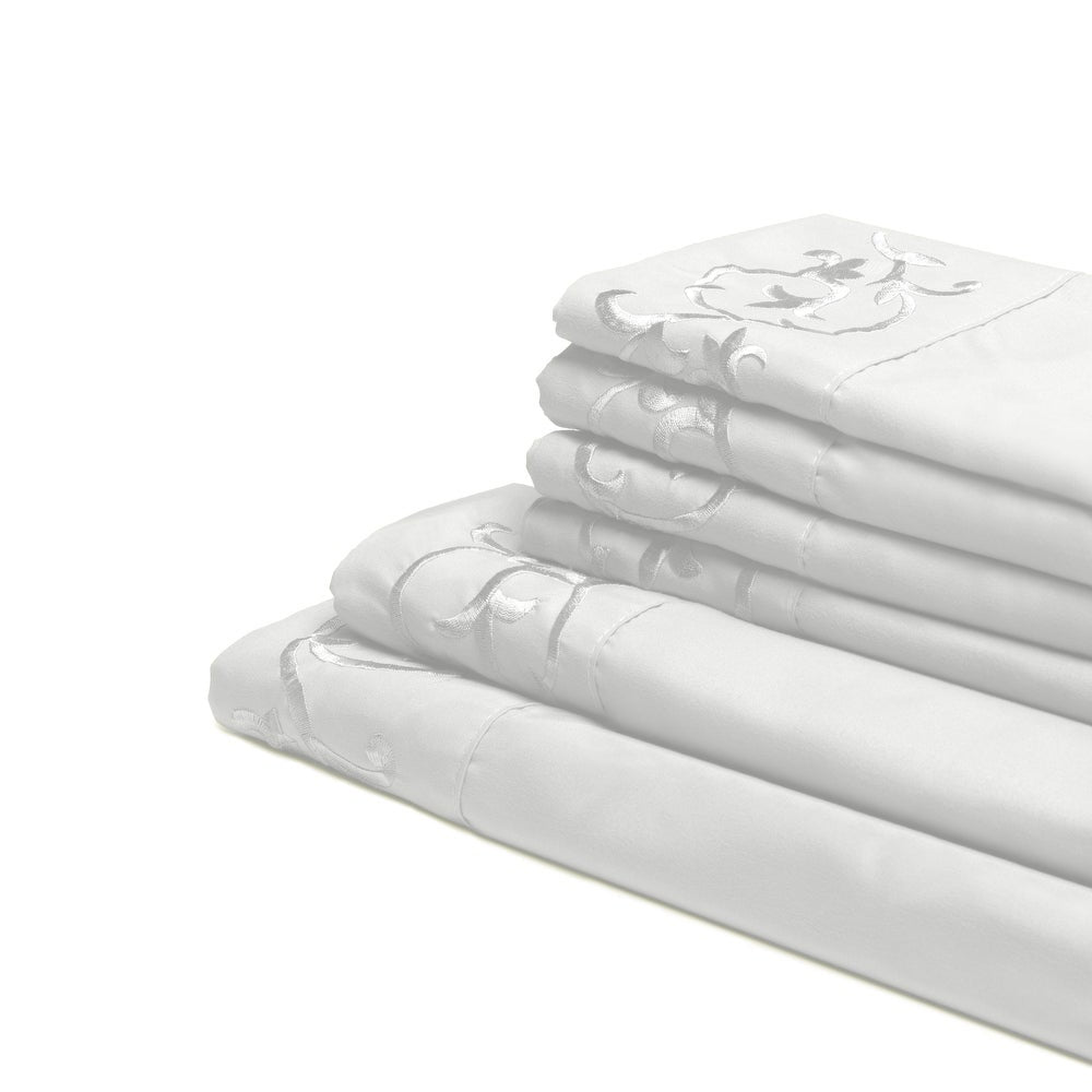 Royal Majestic Bed Sheets 6 Pieces Sheet Set - White Color