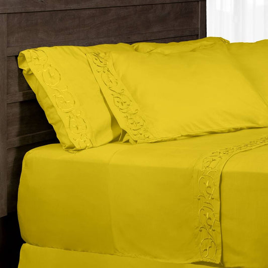 Royal Majestic Bed Sheets 6 Pieces Sheet Set - Yellow Color