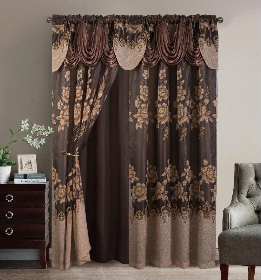 2PC CURTAIN SET W/ ATTACHED VALANCE & BACKING - Stacie