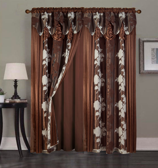 2PC CURTAIN SET W/ ATTACHED VALANCE & BACKING - Ellie