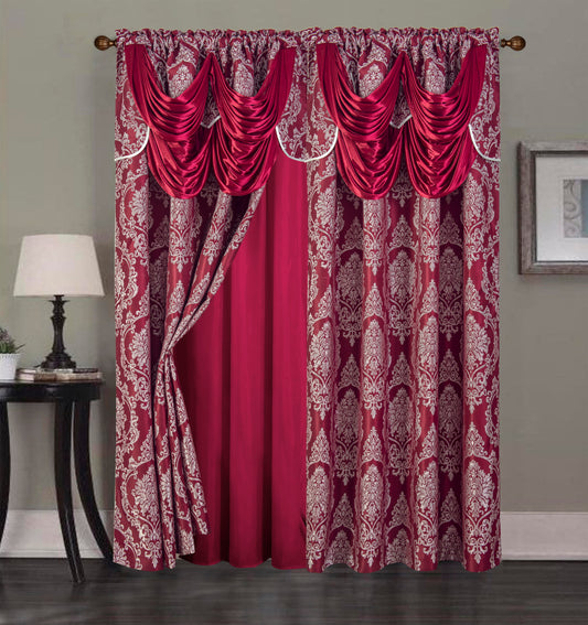 2PC CURTAIN SET W/ ATTACHED VALANCE & BACKING - Cora