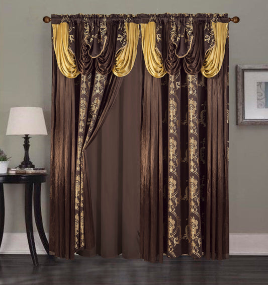 2PC CURTAIN SET W/ ATTACHED VALANCE & BACKING - Nevaeh