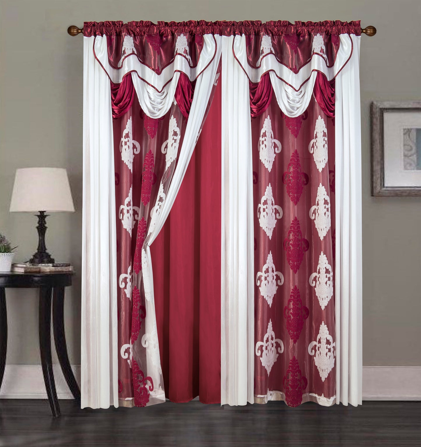 2PC CURTAIN SET W/ ATTACHED VALANCE & BACKING - Everly