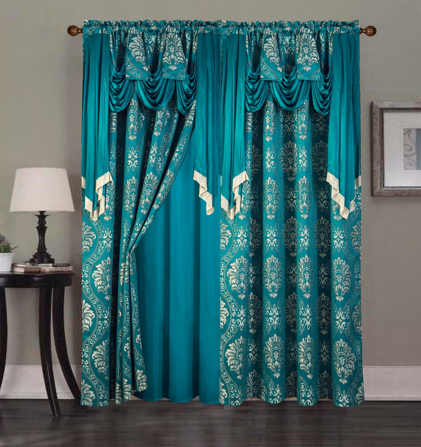 2PC CURTAIN SET W/ ATTACHED VALANCE & BACKING - Skyler