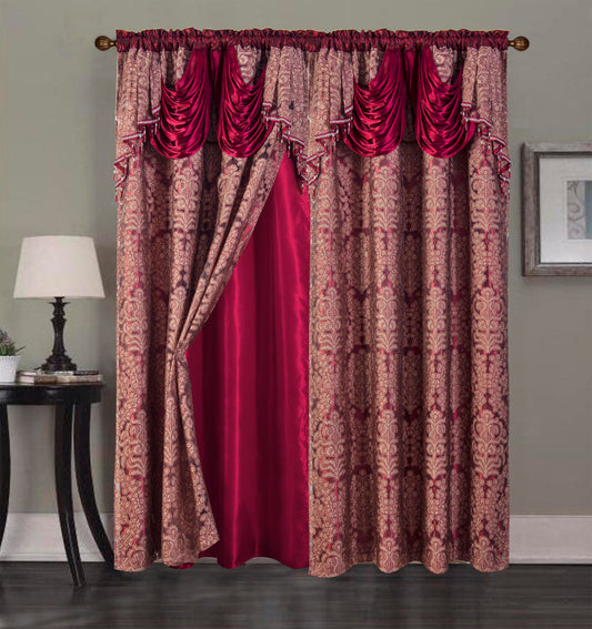 2PC CURTAIN SET W/ ATTACHED VALANCE & BACKING - Camilla