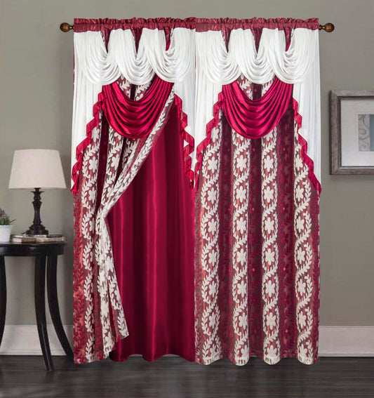 2PC CURTAIN SET W/ ATTACHED VALANCE & BACKING - Isla
