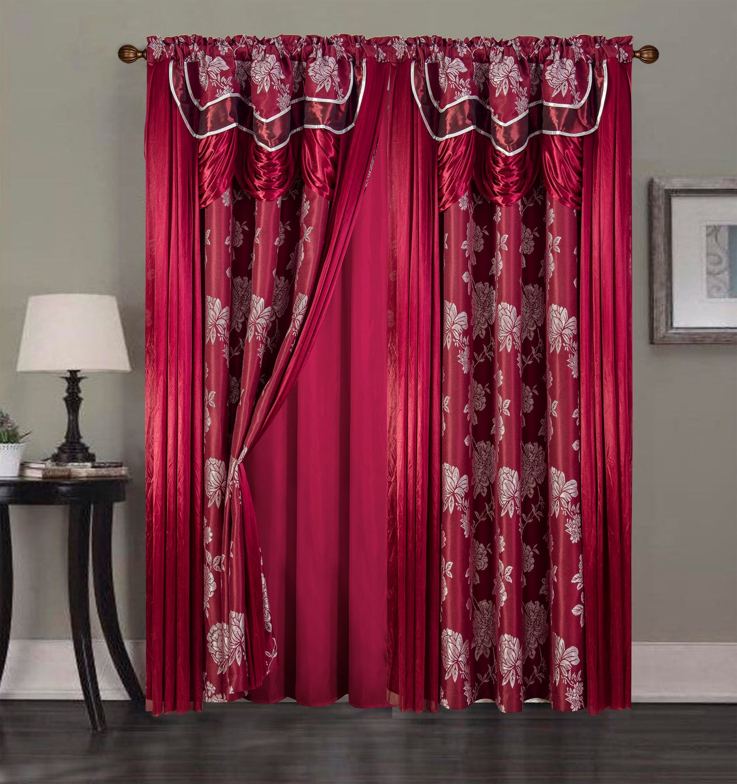 2PC CURTAIN SET W/ ATTACHED VALANCE & BACKING - Emery
