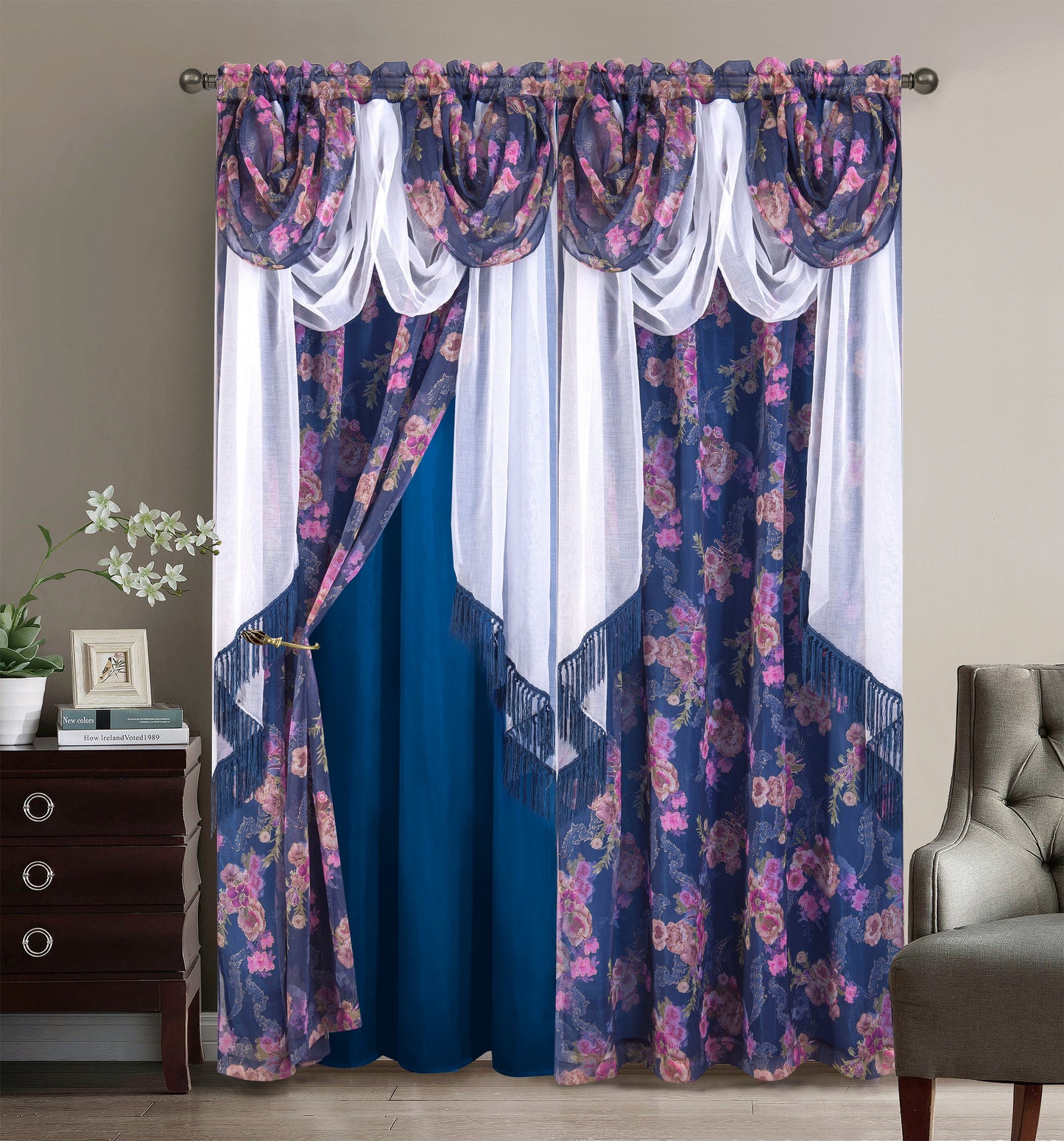 2PC CURTAIN SET W/ ATTACHED VALANCE & BACKING - Henry